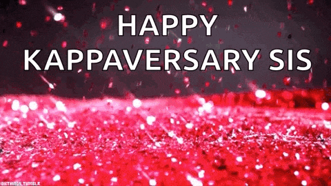 a happy kappaversary sis greeting card with a red background