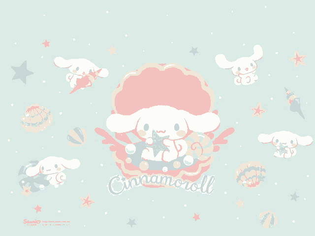 a cartoon of cinnamoroll sitting in a seashell