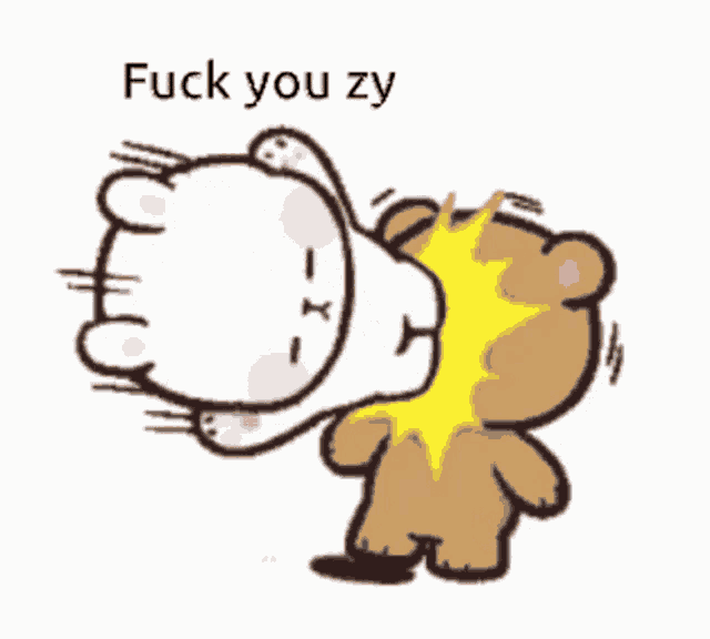a cartoon of a teddy bear saying fuck you
