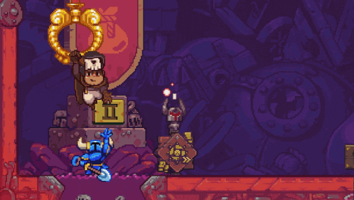 a pixel art drawing of a knight holding a sword and shield