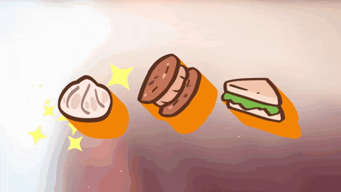 a cartoon drawing of a sandwich a sausage and a bread
