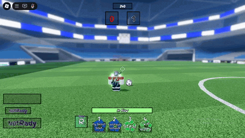a soccer game is being played and the score is 1 to 2