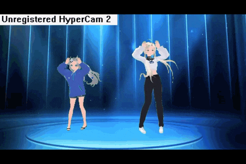 two anime girls are dancing on a stage in an unregistered hypercam 2 video