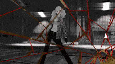 a man in a suit and a man in a snakeskin shirt are standing next to each other in a dark room