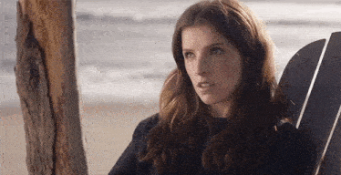 a woman is sitting in a chair on a beach next to a tree .
