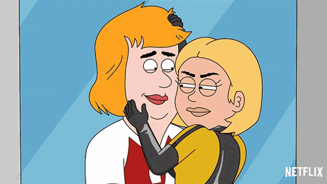 a cartoon of a man and a woman with netflix written on the bottom right