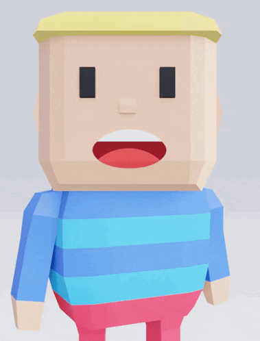 a cartoon character with a striped shirt and pink pants