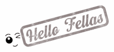 a stamp that says `` hello fellas '' with a face on it