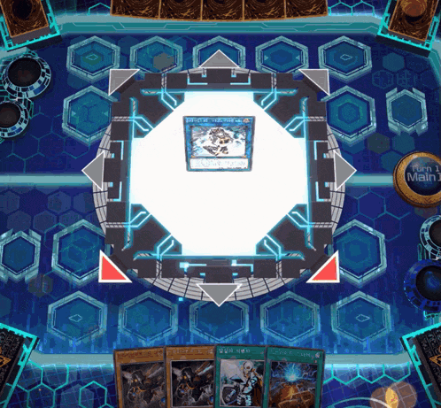 a video game with a turn 1 main button on the bottom