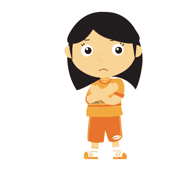 a cartoon girl with a yellow shirt that says education 1 on it