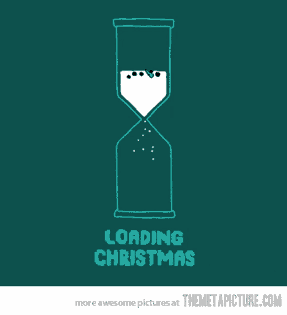 an hourglass with the words " loading christmas " on the bottom