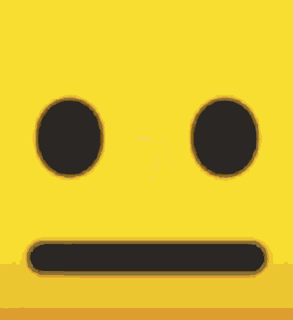 a yellow smiley face with two black eyes and a slight smirk on it .