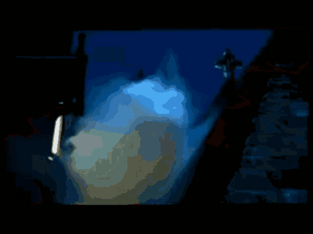 a dark blue background with a few white lines