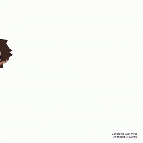 an animated drawing of a man with a name tag that says ' generated with meta animated drawings ' on it