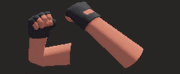 a cartoon drawing of a person 's arm with black gloves on