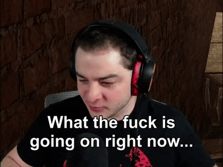 a man wearing headphones with the words what the fuck is going on right now