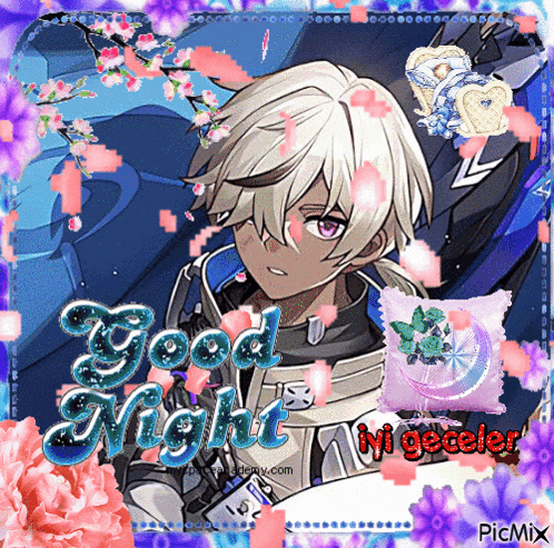 a picture of a boy with the words good night