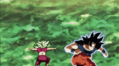 a man and a woman are fighting each other in a cartoon .