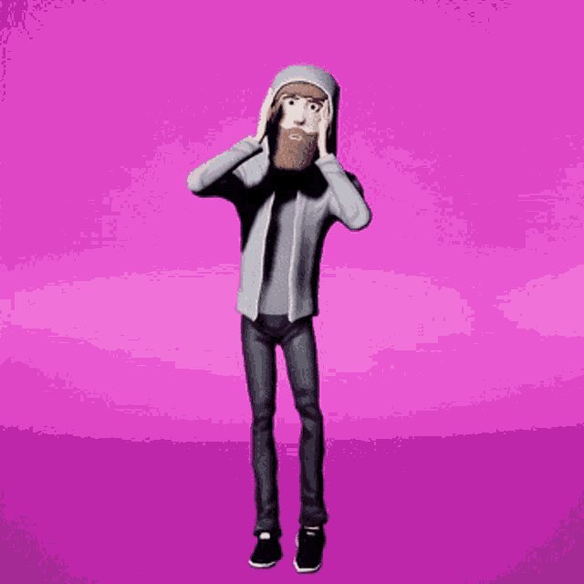a cartoon character with a beard wearing a hoodie