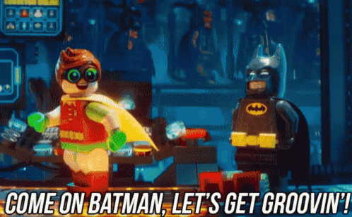 a picture of robin and batman with the words come on batman let 's get groovin ' on the bottom