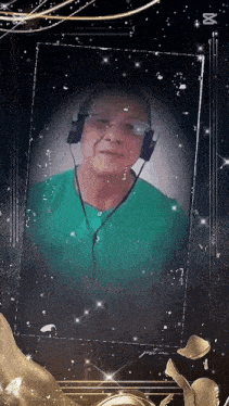 a man wearing headphones and glasses is in a frame