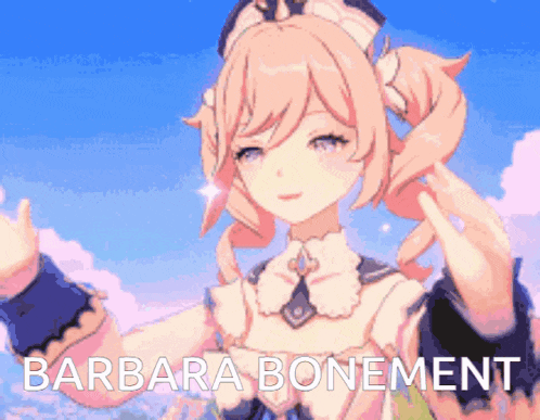 a cartoon of a girl with the name barbara bonement on the bottom