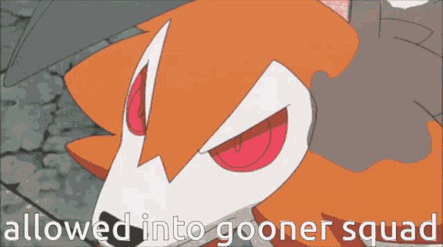 a cartoon of a wolf with the words " allowed into gooner squad " below it
