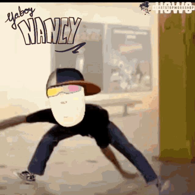 a cartoon of a person with the name nancy written on the bottom