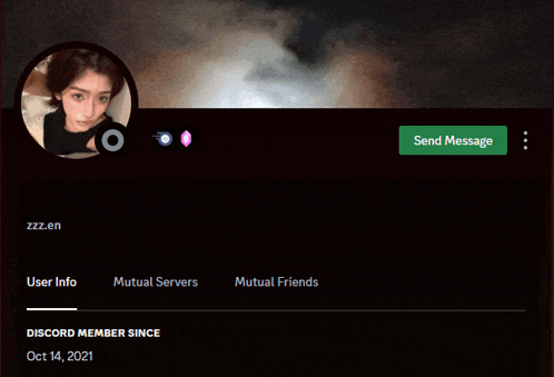a screenshot of a person 's discord profile with a send message button