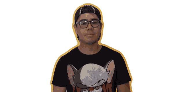 a man wearing glasses and a hat covering his face with his hand