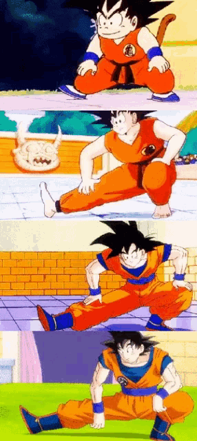 a collage of cartoon characters including goku from dragon ball