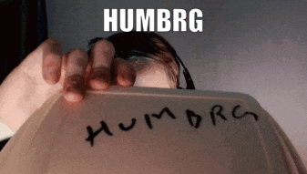 the word humbrg is written on the back of a box