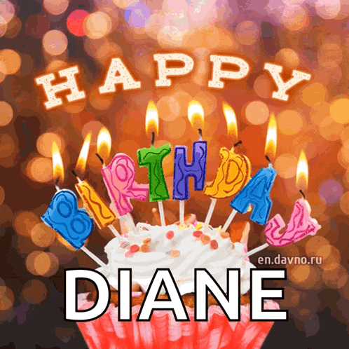 a happy birthday diane greeting card with a cupcake