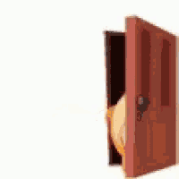 a smiley face is peeking out of a door .