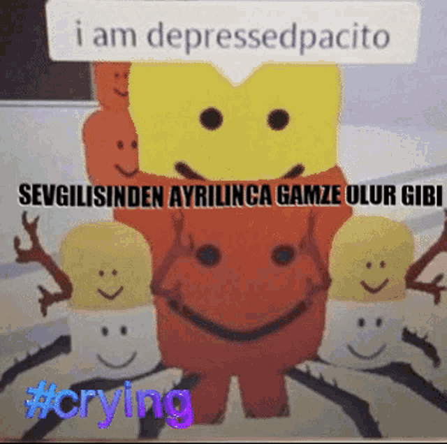 a picture of a smiley face with the words i am depressedpacito