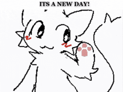a drawing of a cat with the words it 's a new day