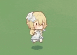 a little girl in a white dress is flying through the air .