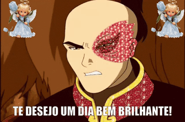 a cartoon of a man with the words te desejo um dia bem brilhante on the bottom
