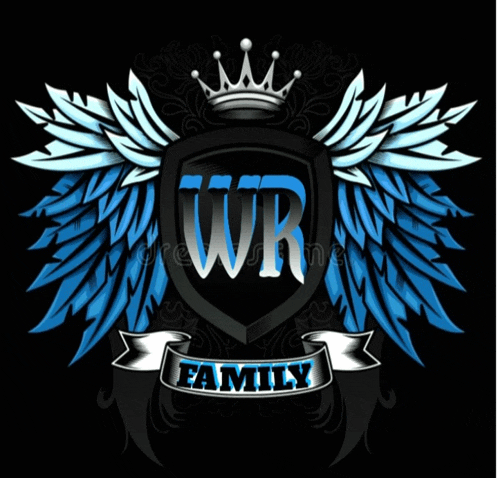 a shield with wings and a crown that says wr family on it