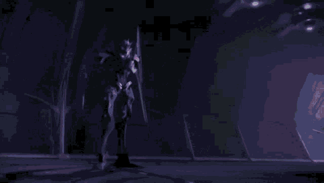 a robot with a purple light coming out of it