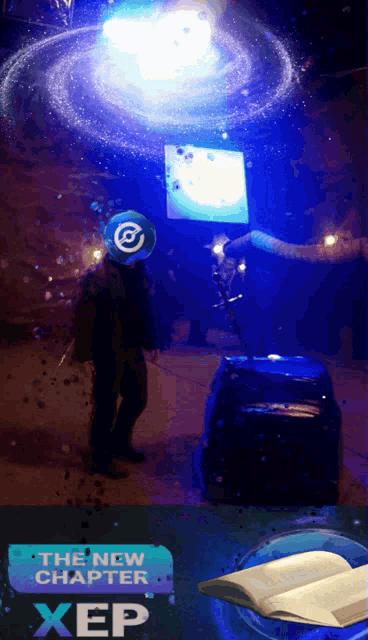 a poster for the new chapter xep shows a man standing in front of a screen