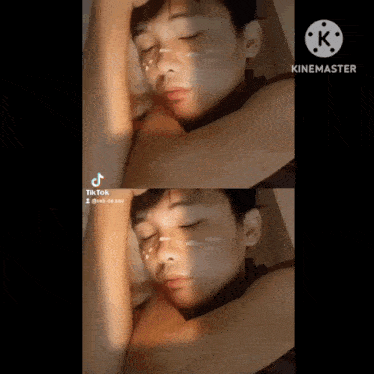 a tik tok video of a boy sleeping