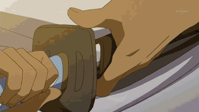 a cartoon of a person holding a sword that says tv tokyo on the bottom right