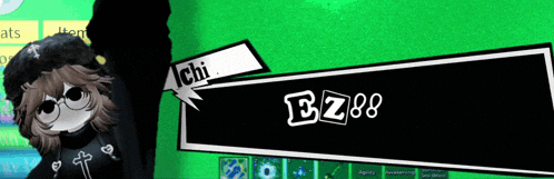 a girl with glasses is standing next to a sign that says chi