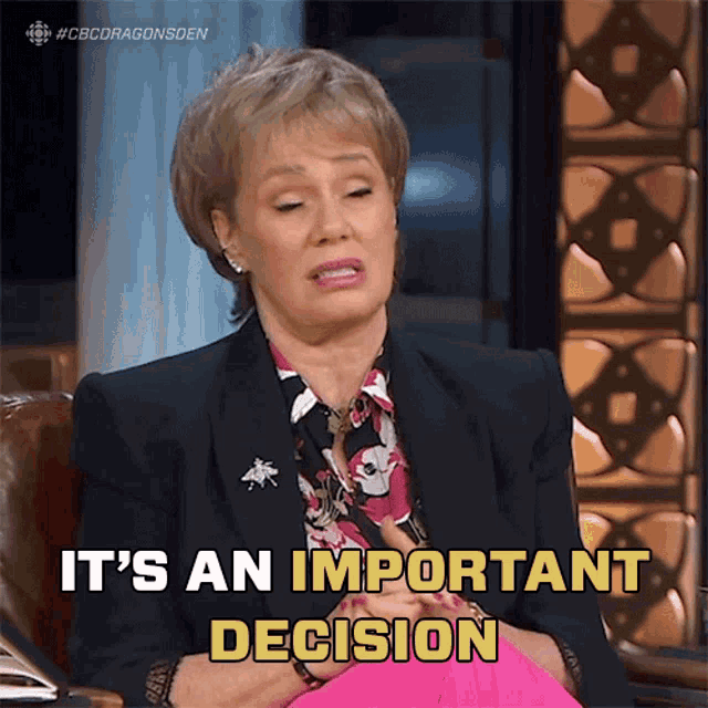 a woman says it 's an important decision while sitting on a chair