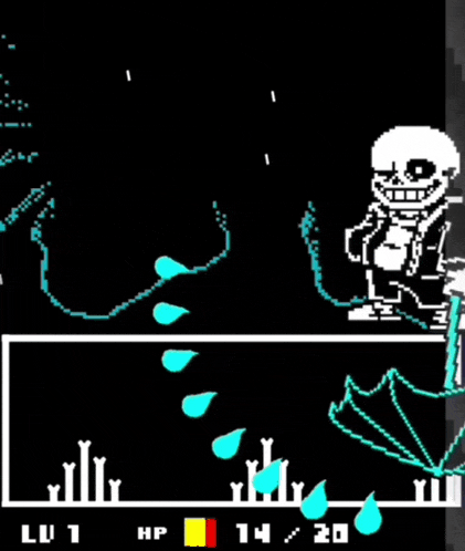 a pixel art drawing of a skeleton holding a leaf and a sword