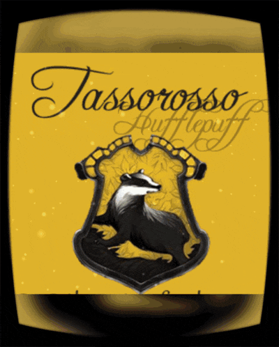 a picture of tassorosso hufflepuff with a badger on a yellow background