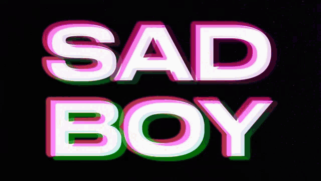 the word sad boy is displayed on a dark background