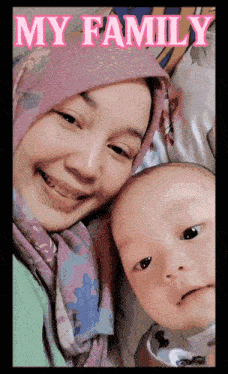 a picture of a woman and a baby with the words my family on the bottom
