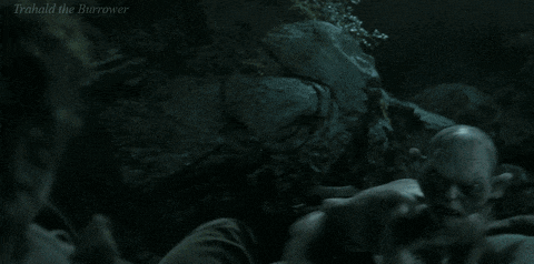 a close up of a person 's face with the words trahald the burrower written below it